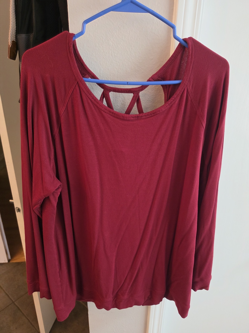Avia Burgundy Long Sleeve Top with Strappy Back